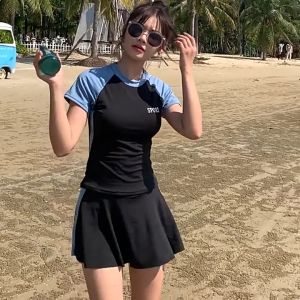 【Peaches】 Swimming suit for women Conservative Swim skirt Split 2-piece set 泳衣 泳衣女装 swimming suit women swimsuits for women  连身泳衣 swimming suit swimming suit women 泳装女遮肚显瘦