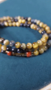 Vòng tay 108 hạt đá Mắt Hổ tự nhiên size hạt 6 li phối lu thống mắt hổ viên bánh xe ngọc jasper phong thủy bình an | Hoa Minh Gem