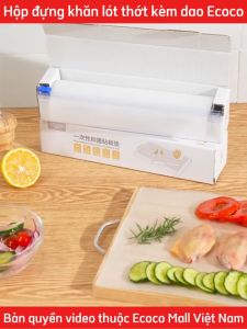 Hộp khăn giấy lót thực phẩm ECOCO kháng khuẩn dùng 1 lần kèm dao cắt 2 chiều thế hệ mớikhông chứa BPA bảo quản thức ăn