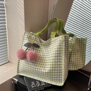 Large Capacity Tote Bag Fashionable Commuter Book Bag Womens Stylish Canvas Handbag Magnetic Buckle Closure Solid Color