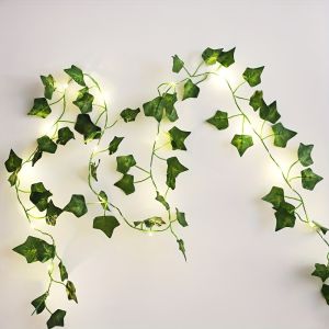 Artificial Ivy Vine Fairy String Lights Green Leaf Garland Light Battery Powered 2/5m for Bedroom Wedding Boho Party Home Decor