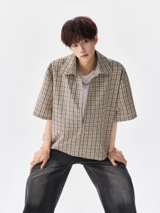 OULUDE | Layered Plaid Short Sleeve Casual Shirt