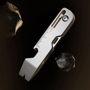 Multifunctional titanium alloy gadget: keychain folding knife mini bottle opener small crowbar outdoor EDC tool