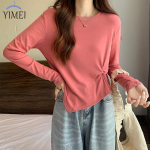 YIMEI Áo Thun Ngắn Tay Dài Mới Thiết Kế 2022 Áo Thun Nữ Ôm Sát Vai Thuần Khiết Ham Muốn Hot Girl Mặc Trong Có Áo