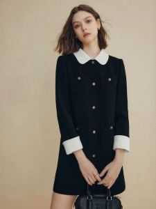 FAMANXUAN | French Style Doll Collar Black Little Femme Dress