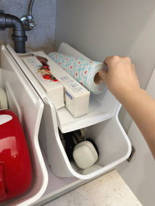 Kitchen Cabinet Roller Storage Box Desktop Spice Bottle Storage Organizer Double Layer Pull out Sink Storage Rack Plastic Material