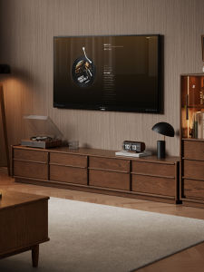 DONGMU | Solid Wood Skeleton Line Mid-century Modern Luxe TV Stand Walnut Color