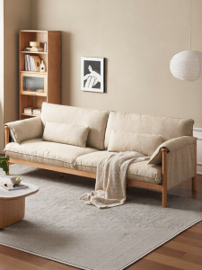 YUANSHI YUANSU | Modern Minimalist Small Space Suitable Oak Straight Three Seater Sofa