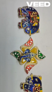 Acrylic Elephant Swastik Stickers | Shubh Labh Stickers | Pooja Décor and Festival Décor | Home Décor | Gifting (Size - 2 inches | 3 Piece set)