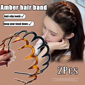 2Pcs Wavy Shape Plastic Hair Bands Shark Tooth Hair Comb Hairband Zig Zag Headbands Toothed Non-slip Hair Bands Hair Hoop Accessory for Women Lady Girl
