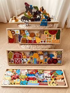 Kids Puzzle Three-Dimensional Wooden Assemble Traffic Animal Vegetable Letter Fruit Puzzle Baby Early Education Educational Toys