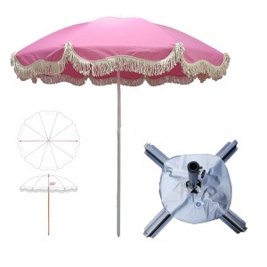 Pink Beach Parasol White Outdoor Props Sun Umbrella Double Folding Umbrella Garden Big Beach Umbrella Promotion Advertising Umbrella