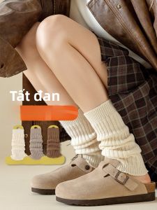 JINGCHI | Tất ống dài dệt kim dày màu trắng cho nữ mùa đông ấm áp bảo vệ đầu gối quanh năm mẫu mới ngọt ngào đơn giản