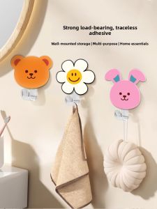 Bathroom Kitchen Cute Creative Cartoon Door Back Hook No Punching Towel Rack Storage Godstick Acrylic Material Less than 3kg Weight