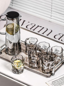 Large Capacity Glass Cold Brew Coffee Pot Set with Tray High Temperature Resistant Tea Brewing Kettle Luxury Style Water Pot