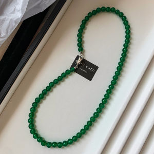 CAFFTI | Natural Green Chalcedony New Chinese Style Premium Minimalist Chic Beaded Necklace