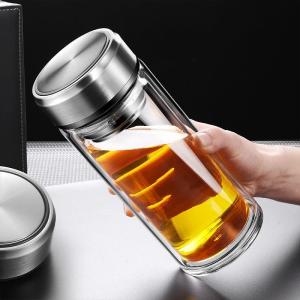 Double Layered Borosilicate Glass Water Bottle Large Capacity