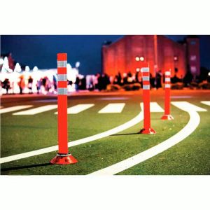 【Local shipment】30 Inch 75cm Flexible Post Pole Road Safety Cone Red Traffic TPU Material With 3 Screws White Strip Warning Reflector Stripe Flexible ( EVA ) Warning Bollard Red Pole Guard