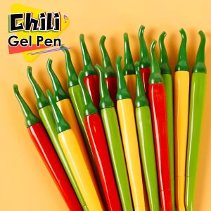 Novelty Chili Gel Pen 0.5mm Black Smooth Writing Pen Creative Pepper Shape Pen Students Stationery Cute Writing Tool School Office Supplies
