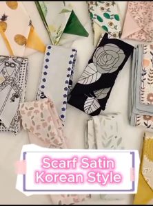 Hair Scarf Twilly Pita Rambut Korea Syal Ikat Rambut Kain Bahan Satin Hiasan Tas Silk Ribbon