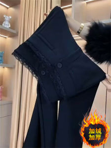 plus Size Fleece Lined Bootcut Pants Womens Slim Fit Thickened Warm Casual High Waist Straight Leg Pants Autumn Winter New Style