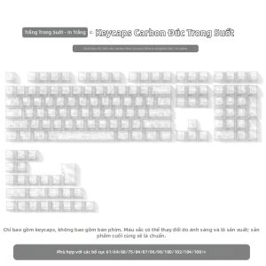 Bộ Keycap 130 Phím Chất Liệu Sợi Carbon Màu Trắng Mờ Trong Suốt PC Double Shot Profile Cherry Dành Cho Bàn Phím Cơ Gateron