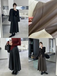 2025 New French Retro Half Skirt Womens Miniature Black Leather Skirt Design Sensation Slim High Waist Pleated Skirts