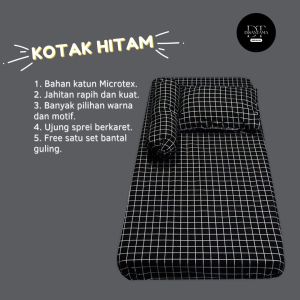 SPREI 90x200 SINGLE SUDUT KARET 1 SET BANTAL GULING MOTIF KOTAK-KOTAK AESTHETIC MINIMALIS