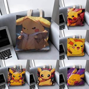 Bandai | Pokemon Dragon Type Collection Storage Bags Tote Bag Travel Summer Beach Shoulder Bag Reusable Grocery Shopping Bag Anime