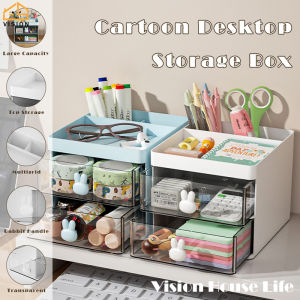 Vision 3 Layer Desktop Storage Box Drawer Type Cosmetics Makeup Organiser Home Office Desk Sundries Shelf Desk Stationery Remote Control Storage Box