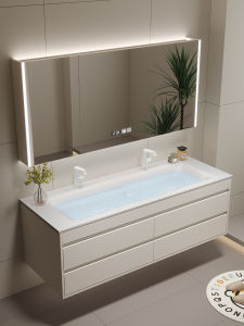 Customized Corian Integrated Oversized Basin Bathroom Cabinet Combination Bathroom Wash Wash Basin Washbasin into the Wall Double Chinese Dragon Heads