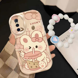 Vivo X27 Phone Case Cute Cartoon Silicone Full Cover Protective Shell Anti-fall Rabbit Tea Lava Design Compatible with V1838A