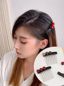 หวีผมลูกบอลสีแดงน่ารักสําหรับผมสั้นกิ๊บสไตล์เกาหลีและเครื่องประดับผมสําหรับผู้หญิง