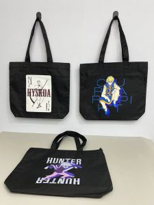 Full-Time Hunter Anime Shoulder Bag with Bean Eyes Zipper Handbag Tote Bag Cartoon Character Cosplay Bag Eco-Friendly Canvas