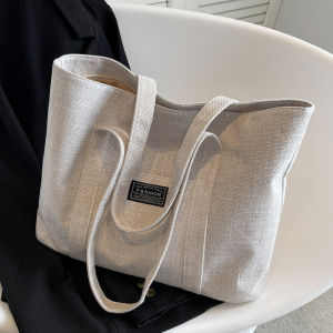 Large Capacity Canvas Tote Bag Commuter Mom Bag Ins Fashion Thickened Linen Single Shoulder Student Bag Shopping Bag Shape