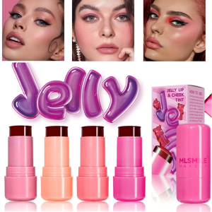 บลัชออนเนื้อเจลลี่ 3-in-1 ให้ความชุ่มชื้น ติดทนนาน เนื้อแมทท์ 4 สี ใช้ได้ทั้งปัดแก้ม คอนทัวร์หน้า ปรับสีผิวให้กระจ่างใส ใช้ได้ทั้งแก้ม ปาก และเป็นแท่งแต่งหน้า