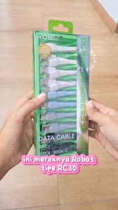 Kabel Charger Type C Robot 30cm 3A Fast Charging Quick Charge Pendek Untuk Powerbank RC30