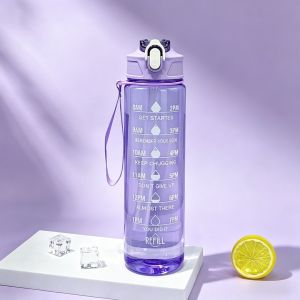 Water Bottle With Time Marker Leak Proof Sport Drinking Bottles Outdoor Sports Water Bottle With Straw Travel Kettle Fitness