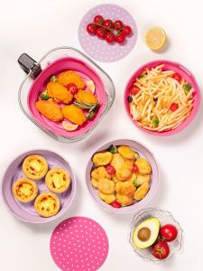 จานอบยางซิลิโคนระดับอาหารสำหรับใช้ในครัวเรือน จานอบลม จานผลไม้ ทนความร้อนสูง อบในเตาไมโครเวฟ อุปกรณ์ทำอาหาร OTB