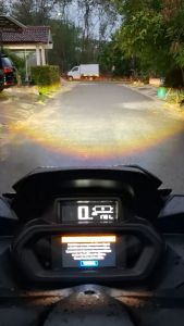 DUROMOTO X3 X 3 Lampu Mini Laser Projie LED 3 Mata Foglamp Motor Touring ADV 150WATT