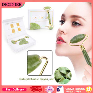 DECINIEE Natural Xiuyu Facial Massager Jade Roller Gua Sha Set Real Natural Jade Facial Roller Anti Aging Face Beauty Set For Eyes Neck Body