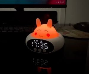 Jam Meja Digital Led Weker Lampu Tidur 7 Warna Rabbit Kelinci / Digital Alarm Clock Tanggal Tahun JM-005 005