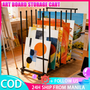 Art Board Storage Cart Art Canvas Storage Canvas Boards Rack Metal Frame Multi-Functional Shelf With Handle And Wheels For Art Studios Gallery Artworks Selling Vendors Museums