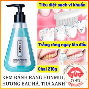 [SIÊU TRẮNG RĂNG] Kem Đánh Răng HUNMUI Hương Bạc Hà Trà Xanh Tảo Biển Chai 210g Dạng Gel Lỏng Trắng Răng Ngay Trong Lần Sử Dụng Đầu Tiên Hơi Thở Thơm Mát Bạc Hà Ngăn Ngừa Sâu Răng