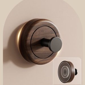 Walnut Wood Suction Cup Hooks Punch-free Bathroom Robe Coat Towels Key Hanger Sucker Hook Kitchen Organizer Hardware Accessories