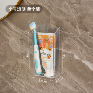 Bathroom Kitchen Wall Mounted No Drilling Toothpaste Toothbrush Storage Box Organizer Rack Plastic Single Layer Shelf