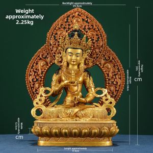 Full Gold Gilding Vajrasattva Bronze Statue With Backlight