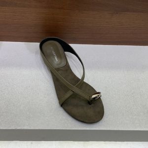 Thick Heel Nude Toe Loop Slide Sandals for Summer Wear