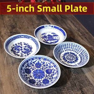Chinese Vintage Underglaze Colored Porcelain Dish 5 Inches