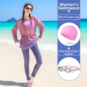 XTEP | Stylish Gradient Split Slimming Coverup Beachwear Three-Piece
